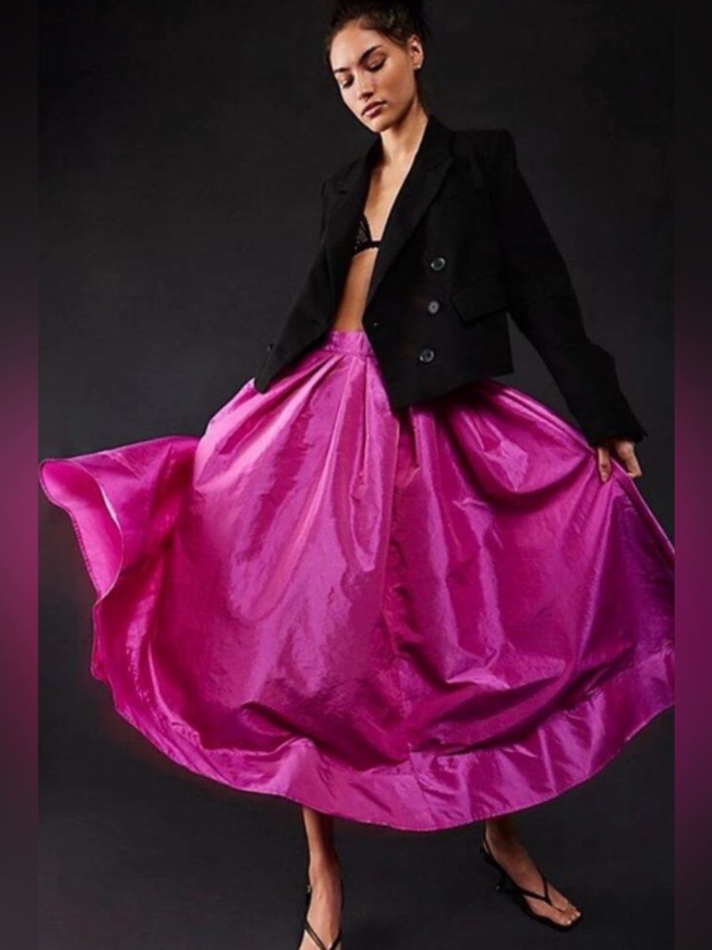 Free People Emilia Full Skirt Fuchsia
